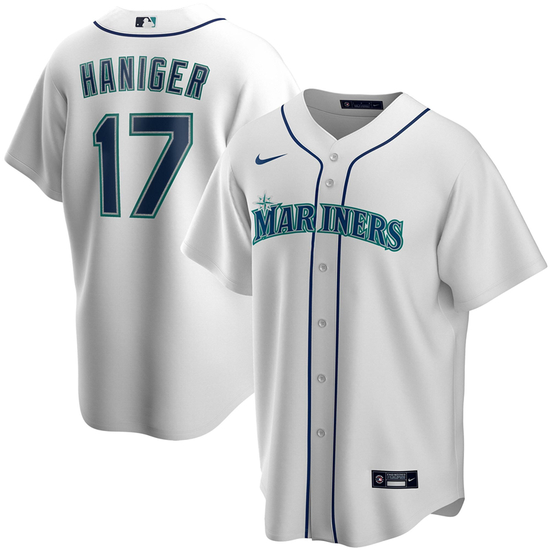 2020 MLB Men Seattle Mariners 17 Mitch Haniger Nike White Home 2020 Replica Player Jersey 1